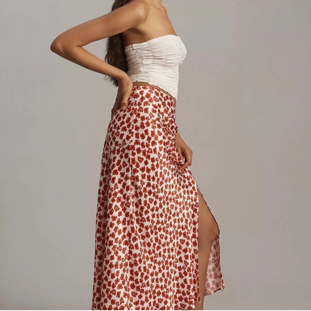 NWT Anthropologie The Mel Ruched Side-Slit Midi Skirt by Maeve Size XS